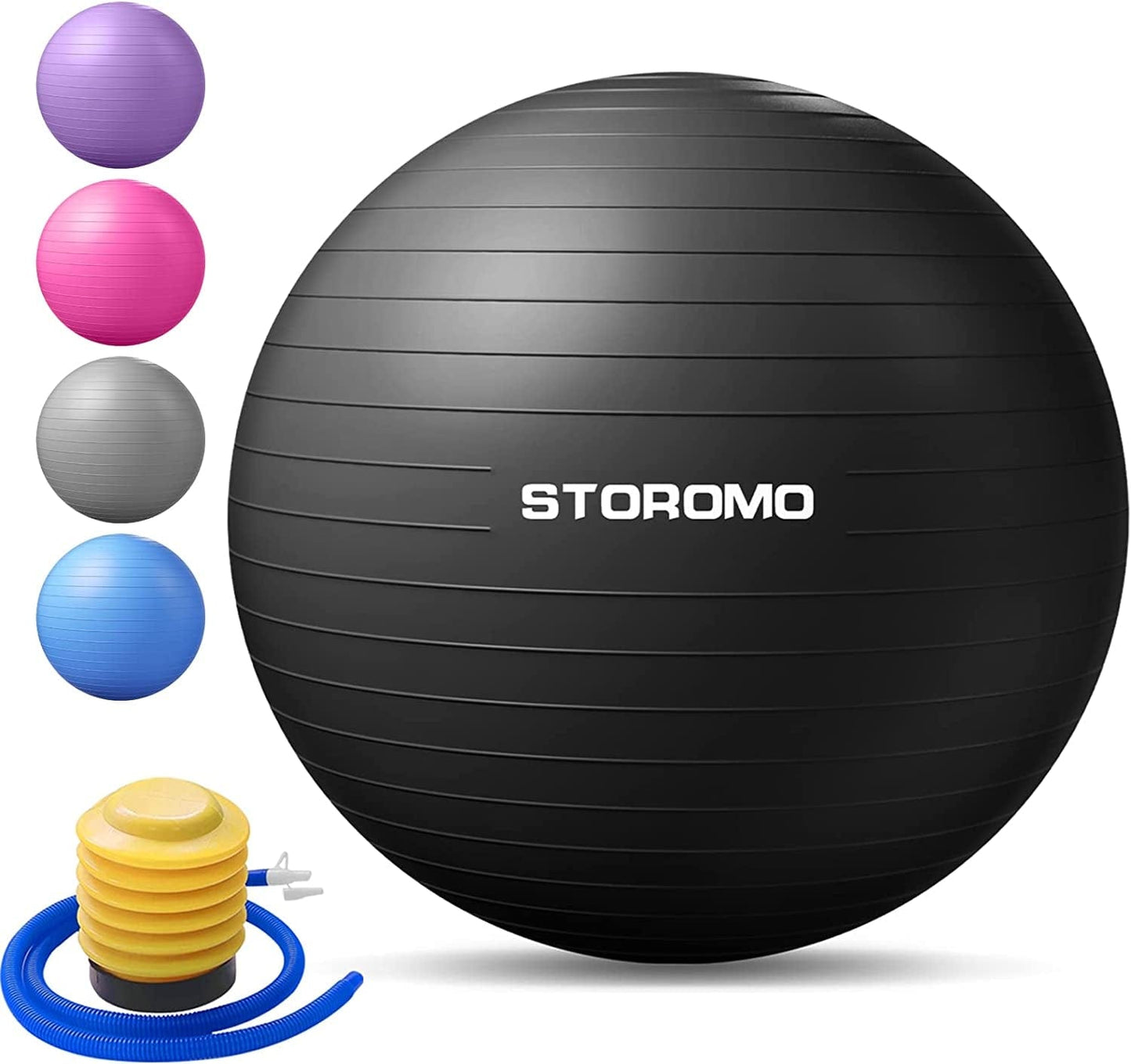 STOROMO Exercise Ball (45Cm-95Cm),Yoga Ball ,Pilates Ball,Medicine Balls for Exercise,Yoga Ball Chair,Extra Thick anti Burst,For Balance Stability Workout,Pregnancy Birthing and Physical Therapy
