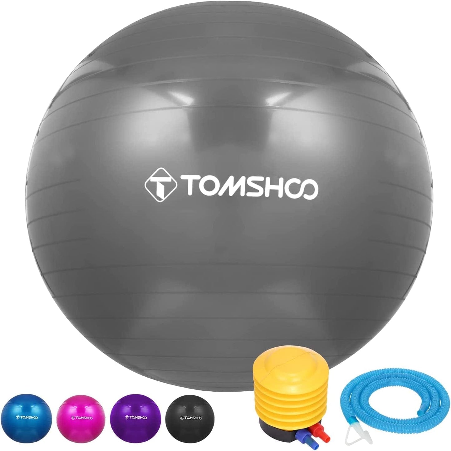 TOMSHOO Anti-Burst Yoga Ball Thickened Stability Balance Ball Pilates Barre Physical Fitness Exercise Ball 45CM / 55CM / 65CM / 75CM Gift Air Pump