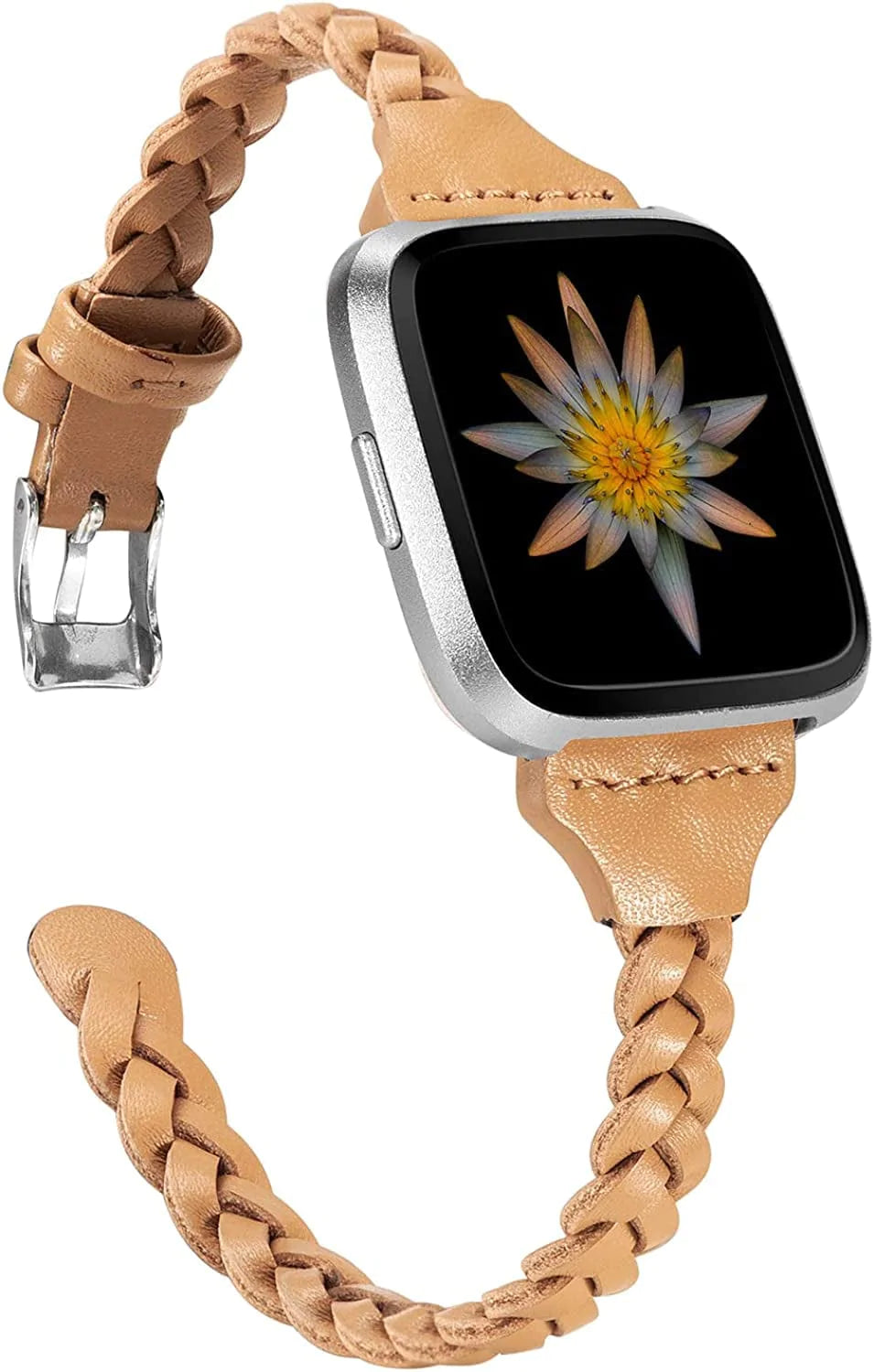 TOYOUTHS Leather Bands Compatible with Fitbit Versa/Versa 2/Versa Lite & Special Edition for Women Men Slim Handmade Weave Wristband Braided Strap Replacement Bracelet Accessories