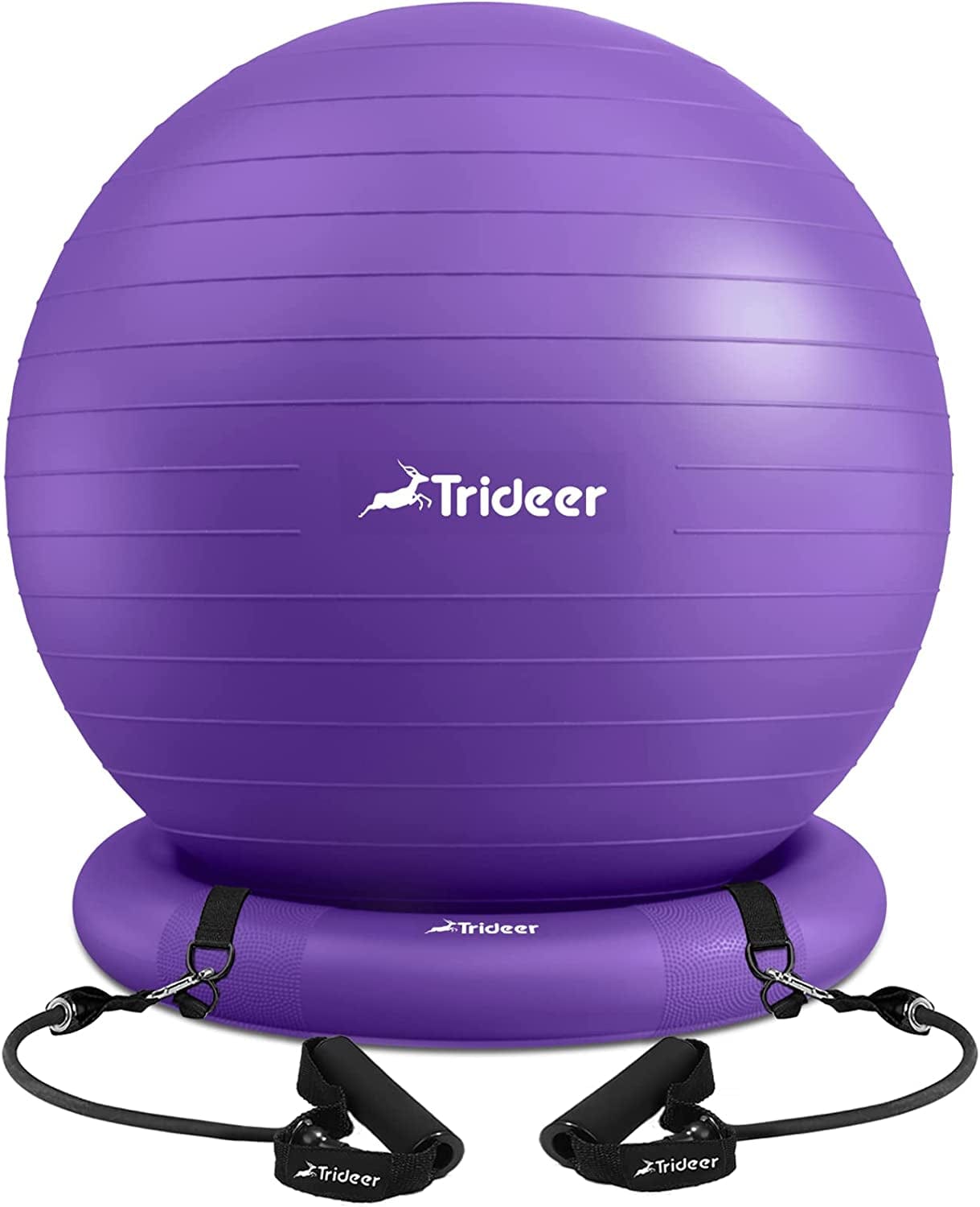 Trideer Ball Chair Yoga Ball Chair Exercise Ball Chair with Base & Bands for Home Gym Workout Ball for Abs, Stability Ball & Balance Ball Seat to Relieve Back Pain