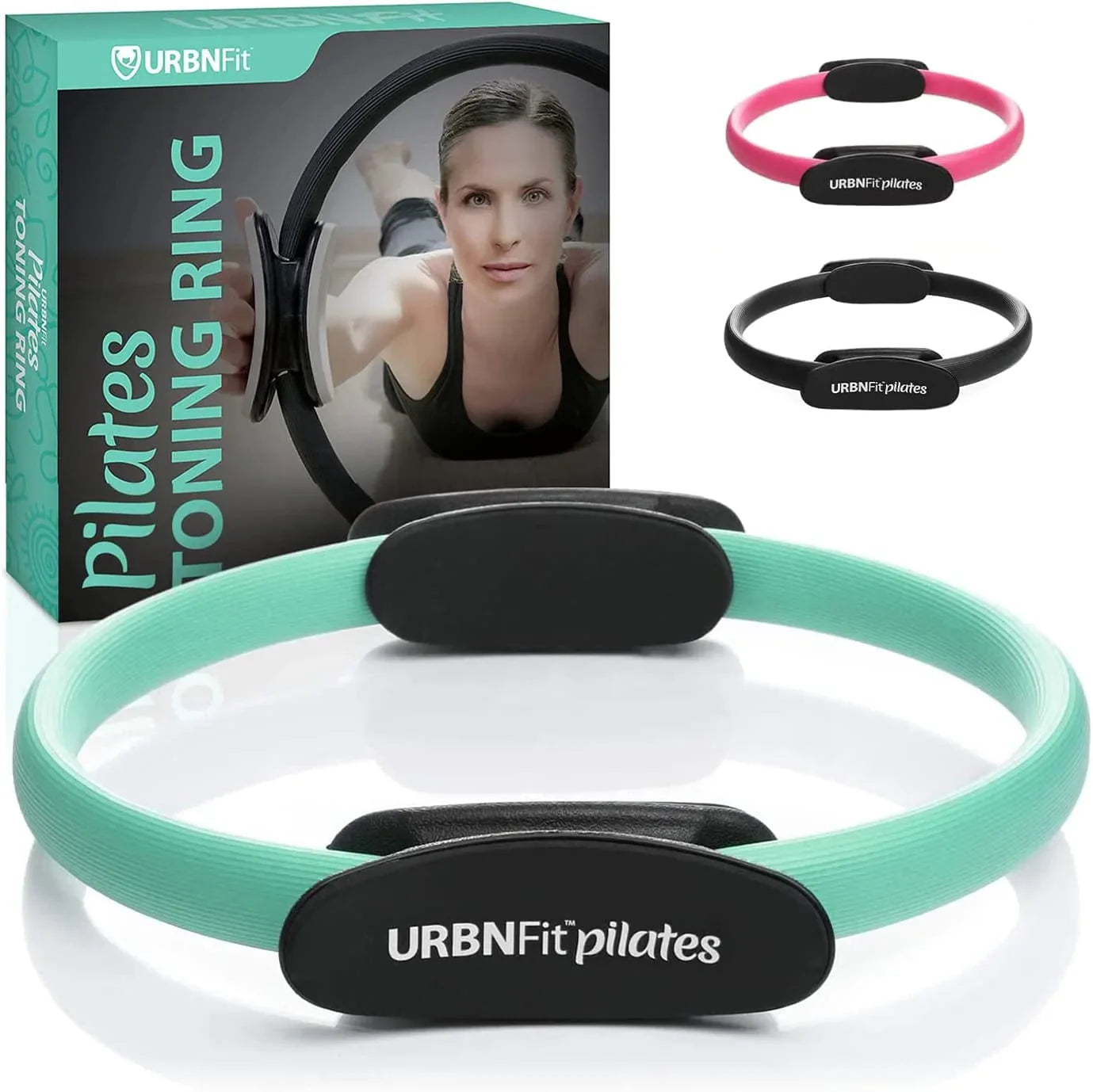 Urbnfit Pilates Ring - 12" Magic Circle W/Dual Grip, Foam Pads for Inner Thigh Workout, Toning, Fitness & Pelvic Floor Exercise - Yoga Rings W/Bonus Exercise Guide