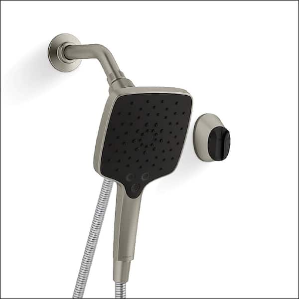 Shower Head Vibrant Brushed Nickel Large Wall Mounted Rain Duet With 5 ft. Hose