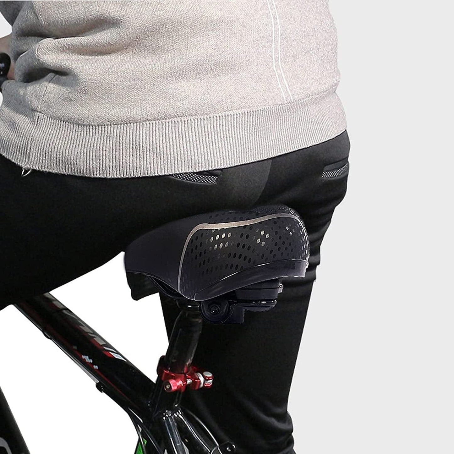 Visdron Road Bicycle Seats Leather Soft Bicycle Saddle Spring Suspension Bike Seat Wide Bottom Bike Seat Comfortable Bicycle Saddle for Men and Women Indoor Bicycle Bike Trainer Mat (Black, One Size)