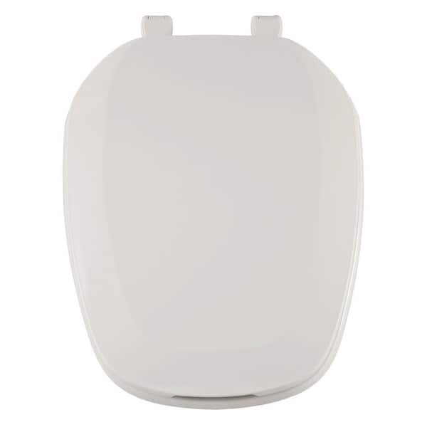 Toilet Seat Elongated Closed Front Emblem Square White High Gloss Finish