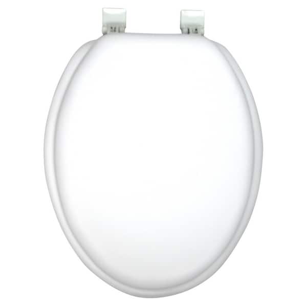 Toilet Seat Elongated Closed Front with Hardware, White