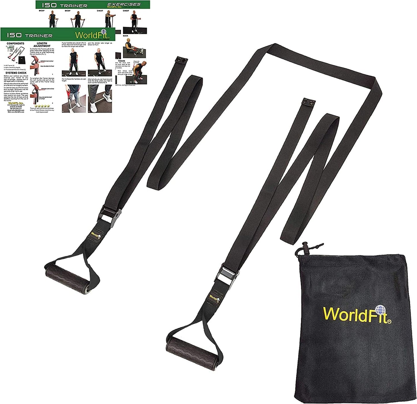 Worldfit ISO Trainer - Isometric Exercise for Strength Training, Stretching, Yoga, Pilates - a USA Company (Black)