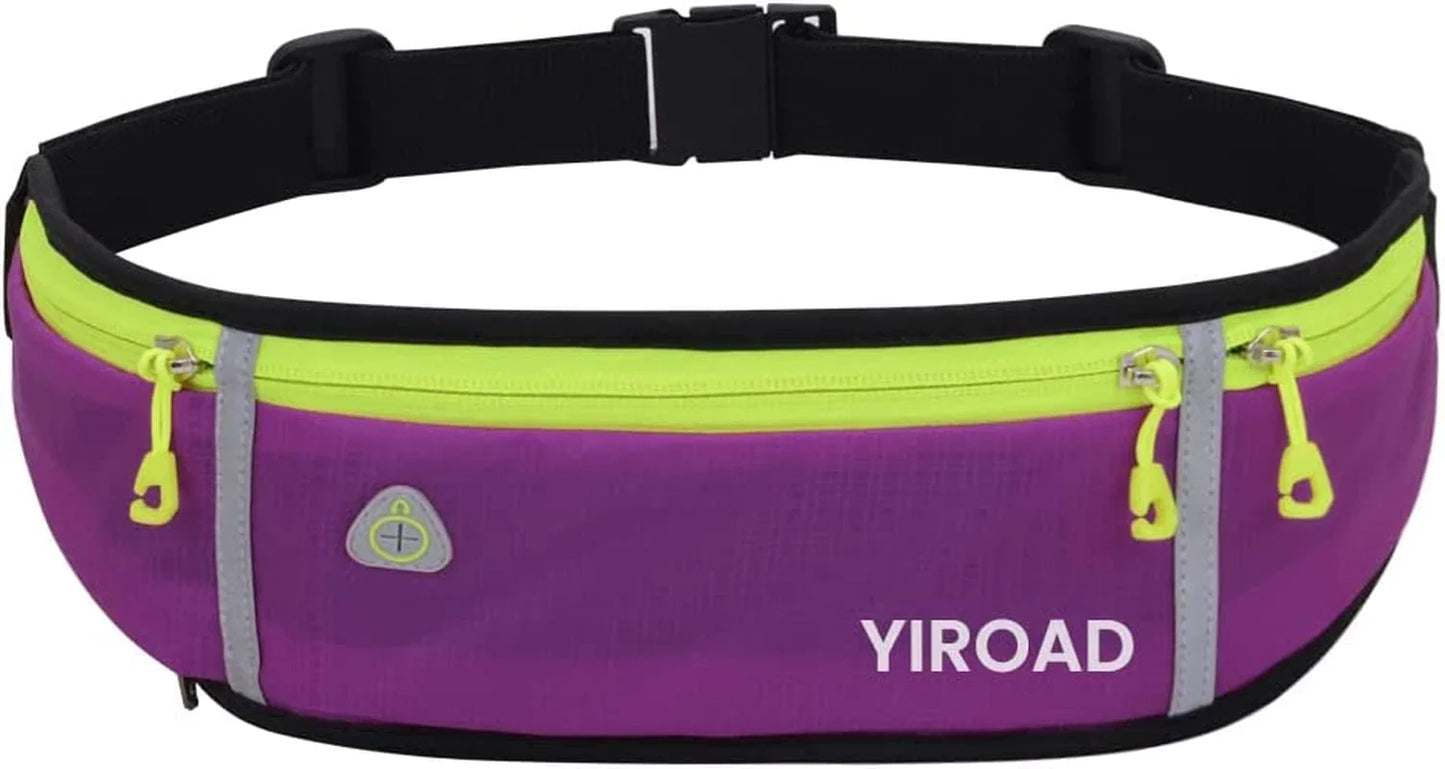 YIROAD Running Belt, Waterproof Fanny Pack for Women Men, Workout Running Waist Pack Bag with Foldable Water Bottle Holder, Adjustable Running Pouch Phone Holder Accessories for All Phones Iphone