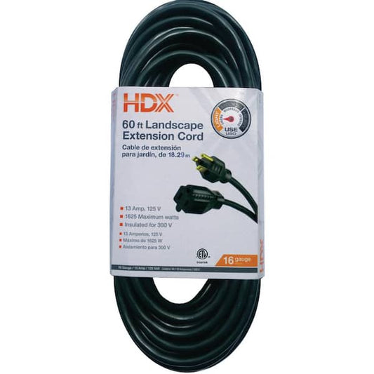 Extension Cord Green Indoors and Outdoors Use 60 ft. 16/3 10 Amp