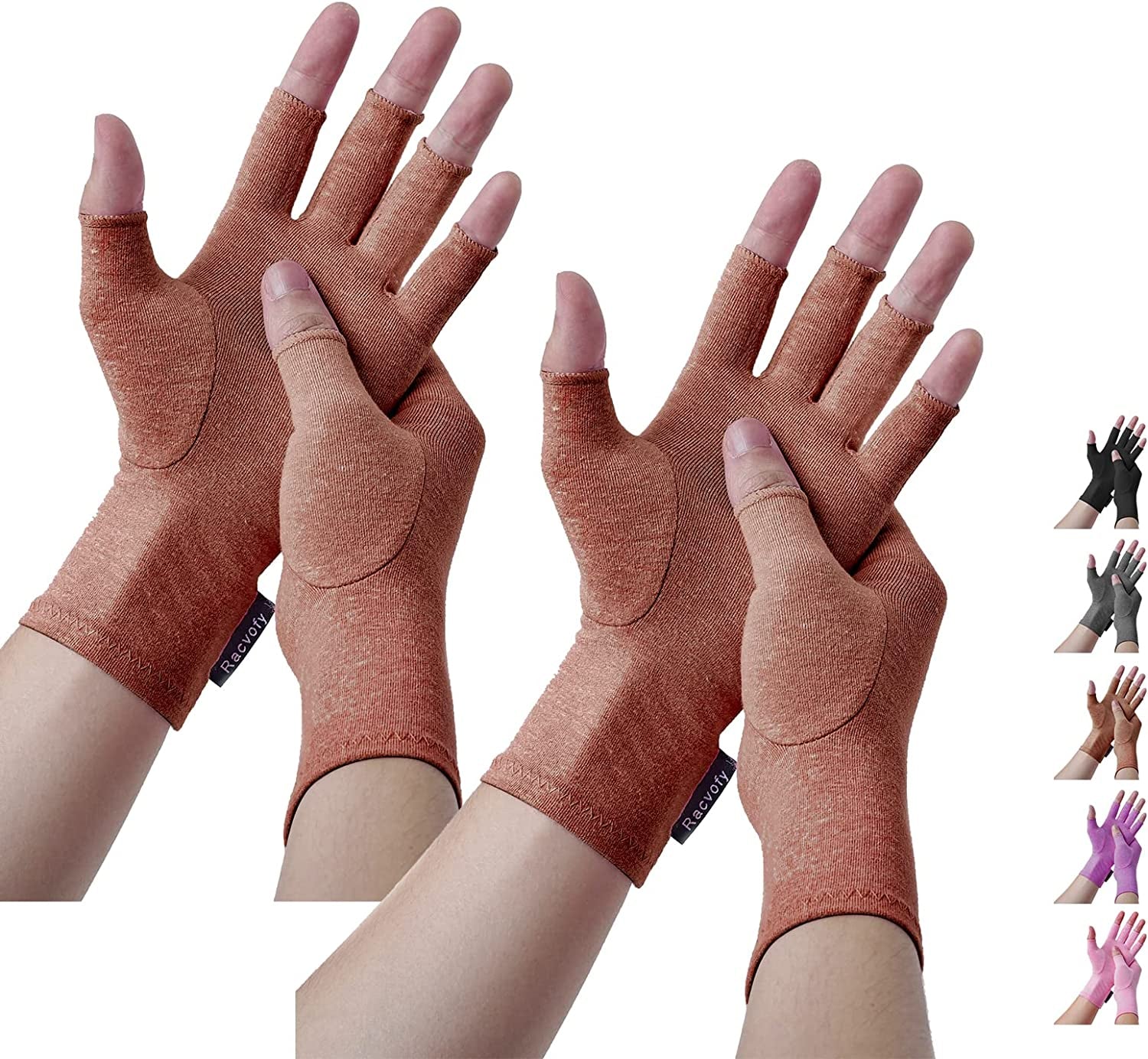 Racvofy Arthritis Gloves, Fingerless Gloves, Relieve Muscle Pain, Comfortable Fit Compression Gloves for Arthritis, Rheumatiod, Tendonitis, Carpal Tunnel Pain, Computer Typing, Dailywork (Grey, S)