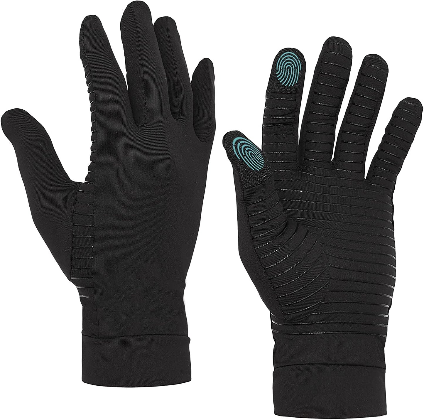 LUCKYBUNNY Copper Infused Compression Arthritis Glove, Women Men Full Finger Touch Screen Typing Glove Hand Support for Carpal Tunnel, Rheumatoid, Neuropathy, Raynauds Pain Relief (Large)