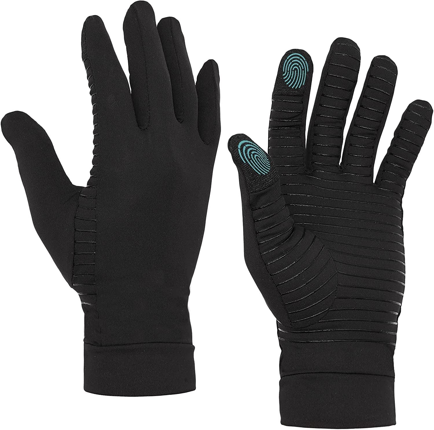 LUCKYBUNNY Copper Infused Compression Arthritis Glove, Women Men Full Finger Touch Screen Typing Glove Hand Support for Carpal Tunnel, Rheumatoid, Neuropathy, Raynauds Pain Relief (Large)