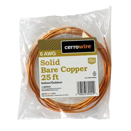 Grounding Wire 25 ft. 6-Gauge Solid SD Bare Copper Indoor Outdoor