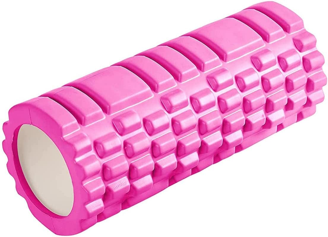 13" Pink Foam Roller - for Self Massage Exercise, Back Pain, Legs, Yoga, Relieve Muscles, Physical Therapy, Body Stretching, Deep Tissue - Medium Density