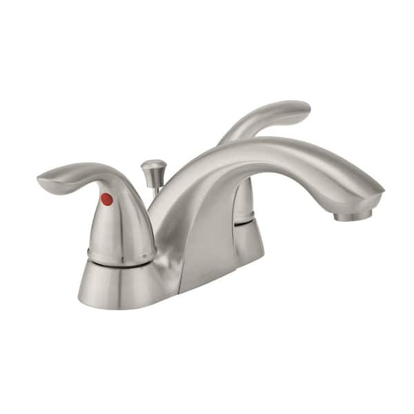 Bathroom Faucet 4 in. Centerset 2-Handle Low-Arc  Brushed Nickel