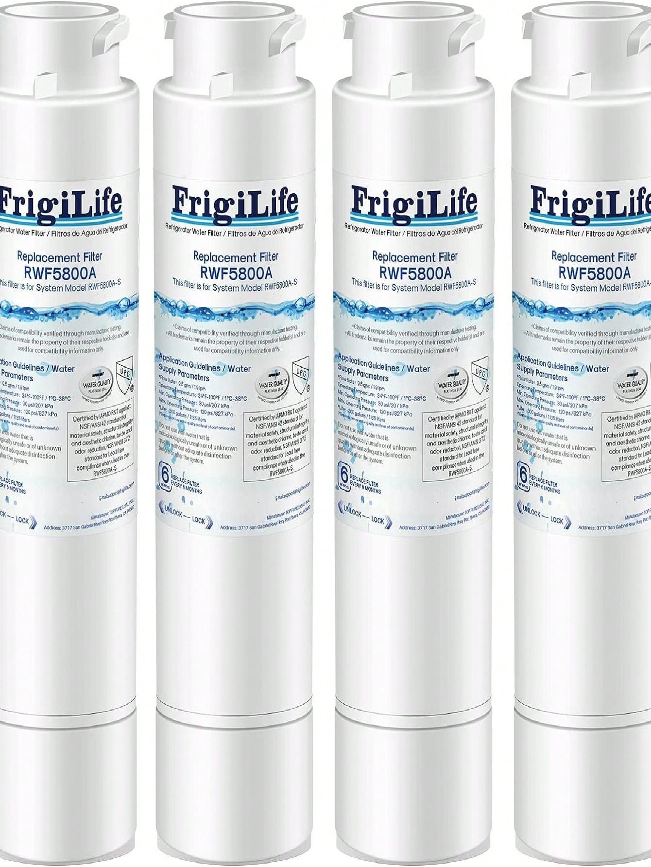 FrigiLife Refrigerator Water Filter Compatible With Frigidaire EPTWFU01, EWF02, Pure Source Ultra II, 4PACK