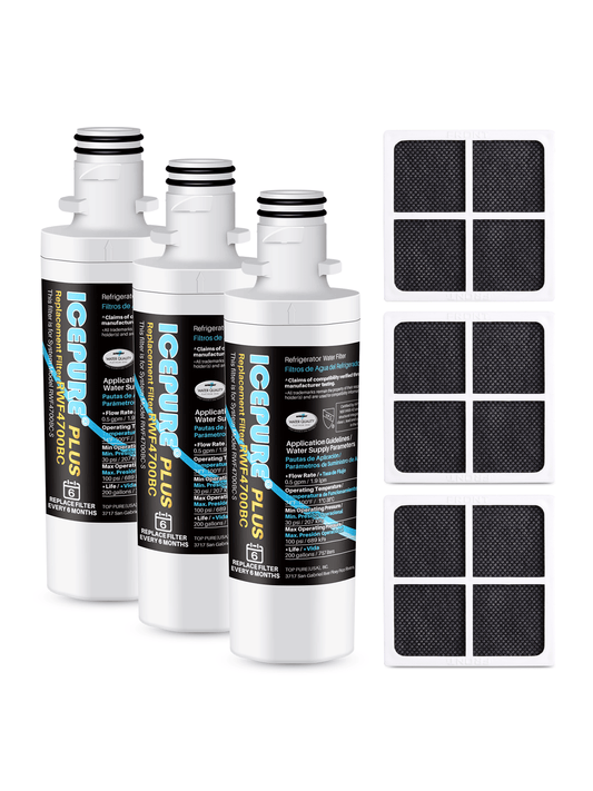 ICEPURE PLUS ADQ747935 NSF 53&42 Certified Replacement For LT1000P MDJ64844601, Kenmore Elite 9980, LT1000PC ADQ74793501 LT1000 RWF4700BC 4700AC Refrigerator Water And LT120F Air Filter,3Combo