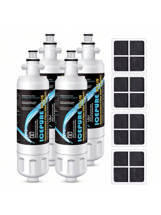 ICEPURE PLUS 46-9690 NSF/ANSI 53 Certified Replacement For LT700P ADQ36006101, Kenmore Elite ADQ36006102, LFXC24726S, HDX FML-3 LT700PC, RWF1052 Refrigerator Water And LT120F Air Filter,4 Pack