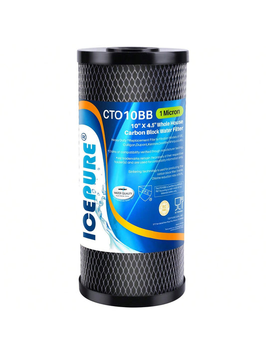 ICEPURE 10"X4.5",1 Microns Whole House Sediment Activated Carbon Water Filter Compatible With WFHDC8001, EP Series, EPM Series, CB-BB-10, GE FXHTC, GXWH40L, GXWH35F, GNWH38S, CTO10BB,1PACK