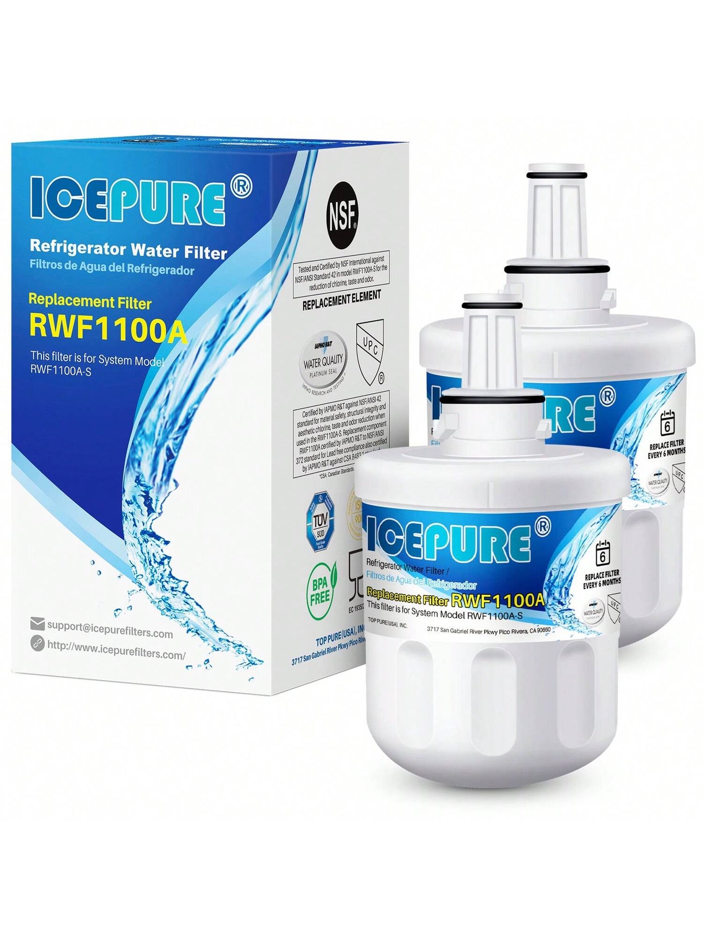 ICEPURE DA29-00003G Refrigerator Water Filter Replacement For DA29-00003B DA29-00003A DA29-00003D, Aqua-Pure Plus HAFCU1 RSG257AARS RFG237AARS RFG297AARS RS22HDHPNSR WF289 WSS-1 RWF1100A 2PACK