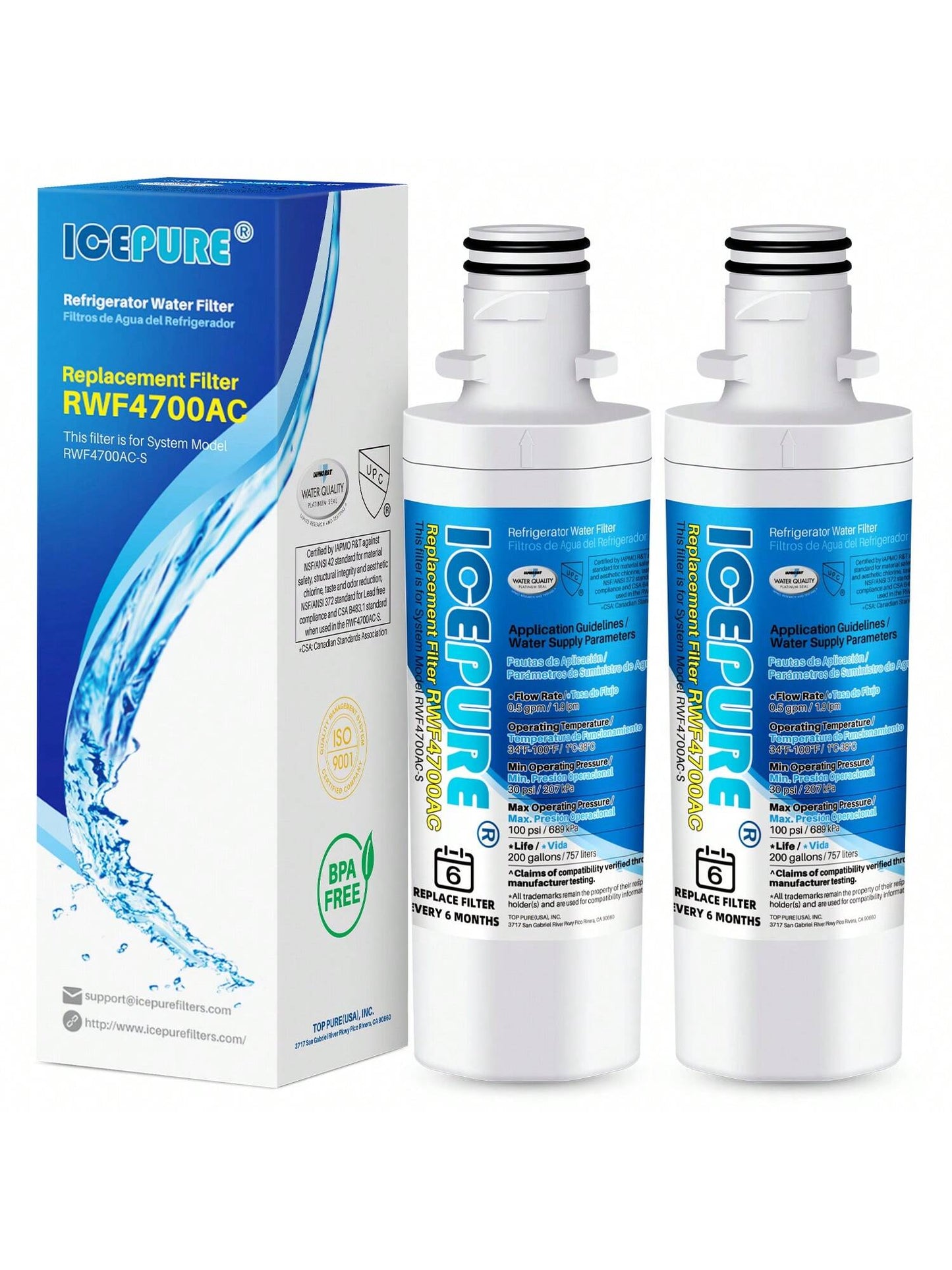 ICEPURE ADQ747935 Replacement For LT1000P MDJ64844601, Kenmore Elite 46 9980, ADQ74793501 LT1000PC LT1000 ADQ74793502, LMXS28626S, LMXC23796S, LFXS26973D Refrigerator Water Filter, 2PACK