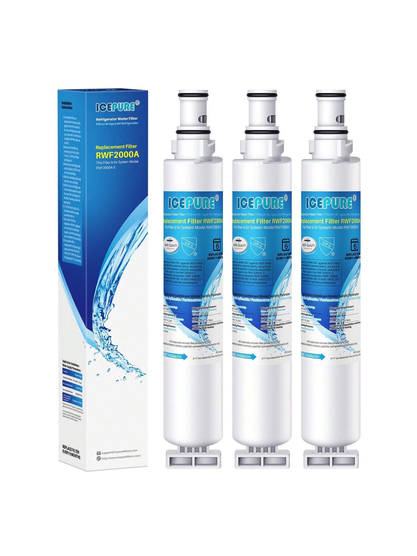 ICEPURE 4396701 Replacement For Kenmore 9915, 469915,EDR6D1, WF293, RWF2000A, LC200V, SGF-W10, L200V, RWF1021, Filter 6, WFL200, 4396702, EFF-6001A, Refrigerator Water Filter 3PACK