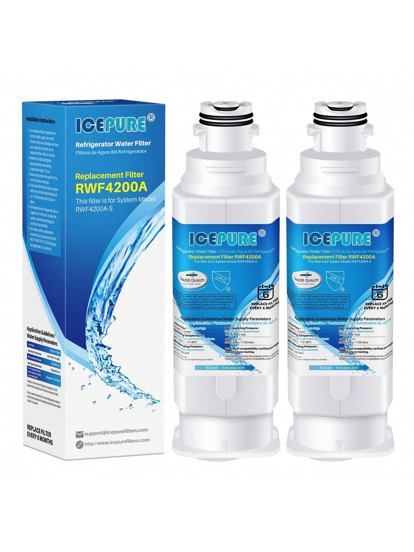 ICEPURE DA97-17376B Refrigerator Water Filter Replacement For DA97-08006C HAF-QIN, HAF-QIN/EXP, RF23M8070SG, RF23M8070SR, RF23M8090SG, RF23M8090SR, RF23M8570SR, RF23M8590SG, BRF425200AP, 2PACK