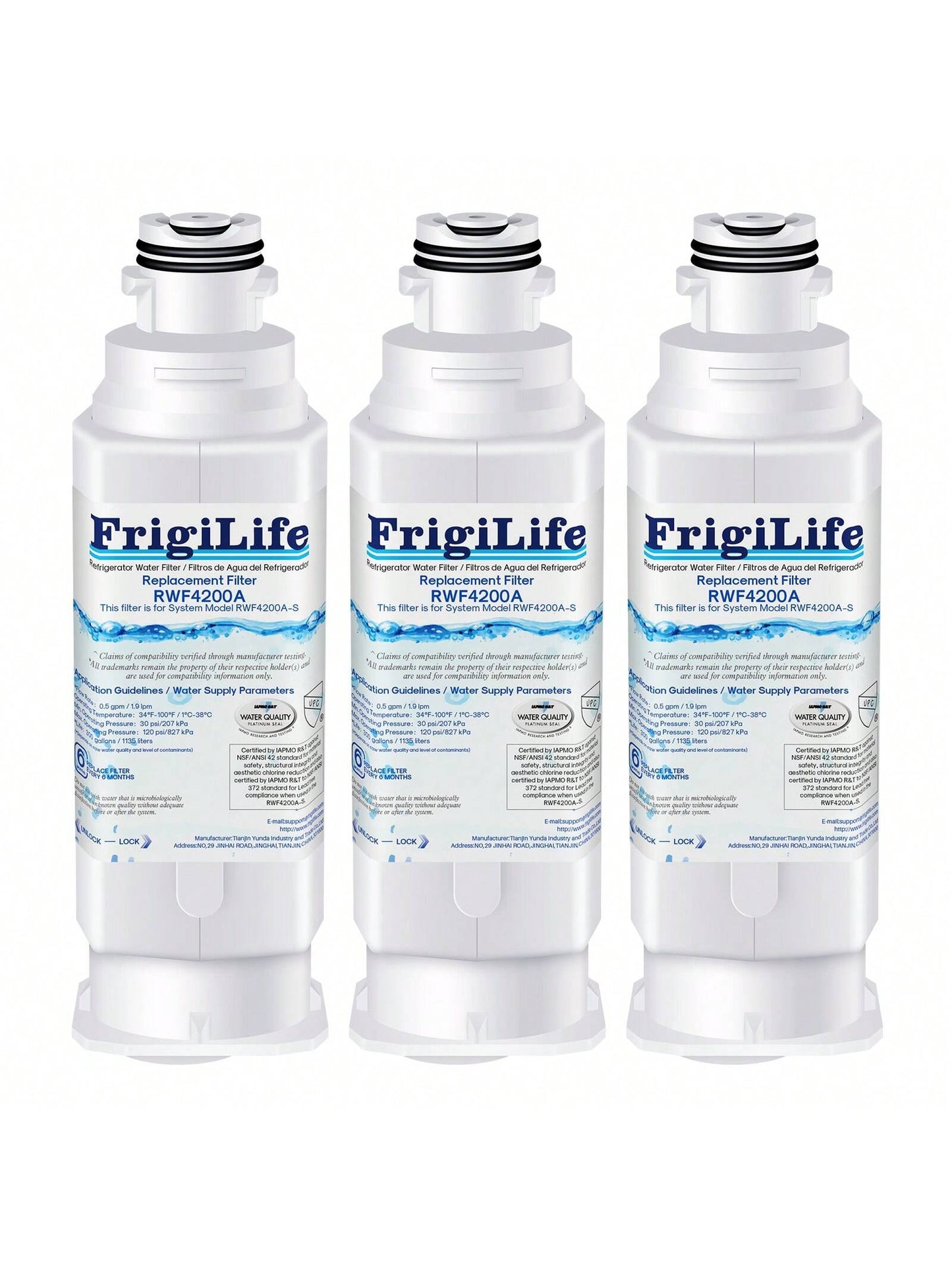 FrigiLife DA97-17376B Refrigerator Water Filter Replacement For  HAF-QIN, HAF-QIN/EXP, DA97-08006C, RF23M8070SG, RF23M8070SR, RF23M8090SG, RF23M8090SR, RF23M8570SR, RF23M8590SG, 3PACK