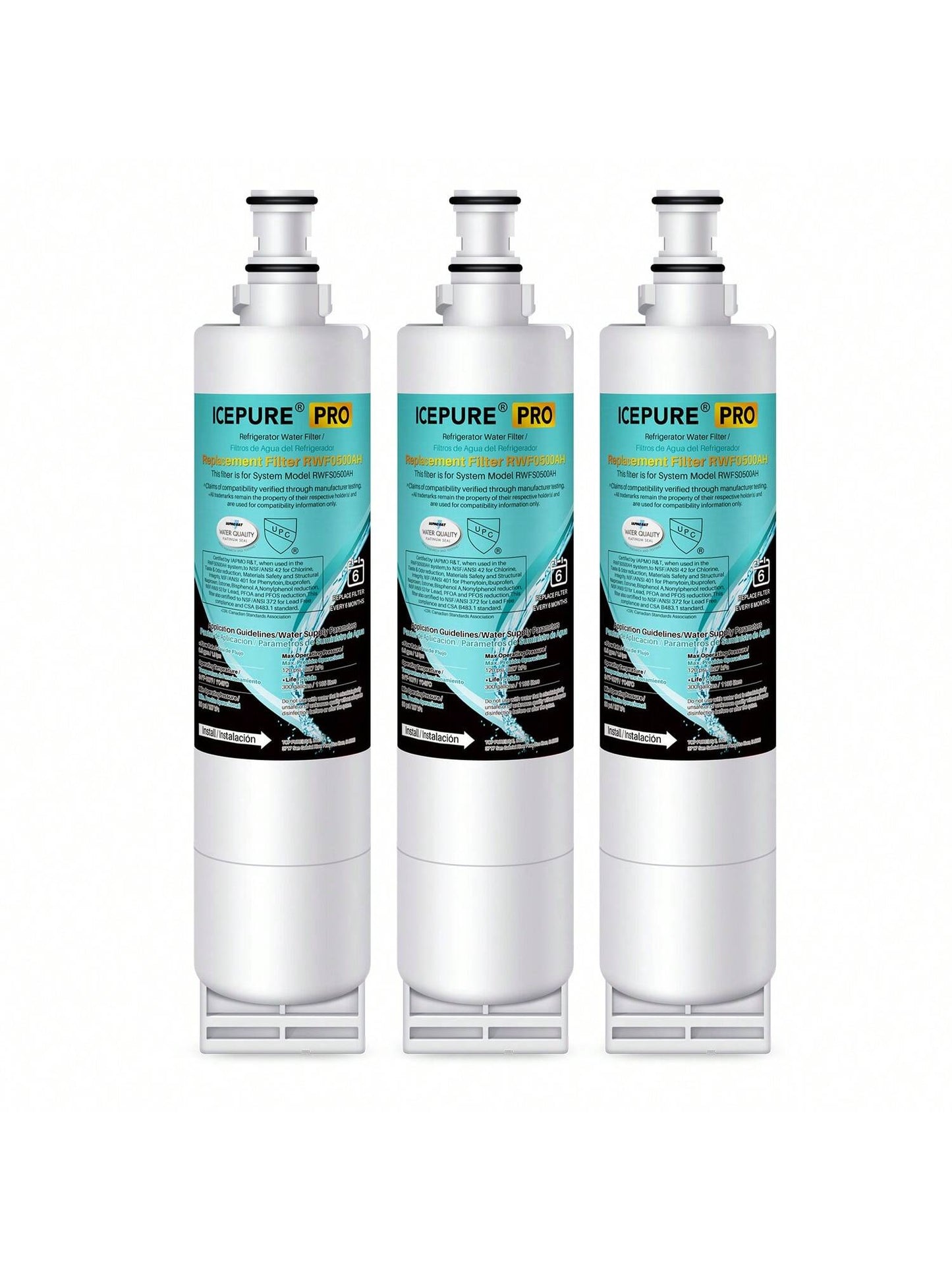 ICEPURE PRO 4396508 NSF401&473&53 Replacement For  4396510, EDR5RXD1, NLC240V, PNL240V, 4396508p, LC400V, WF-NLC240V, 46-9010, Everydrop Filter 5 Remove PFAS PFOA PFOS, Heavy Metals, 3 PACK