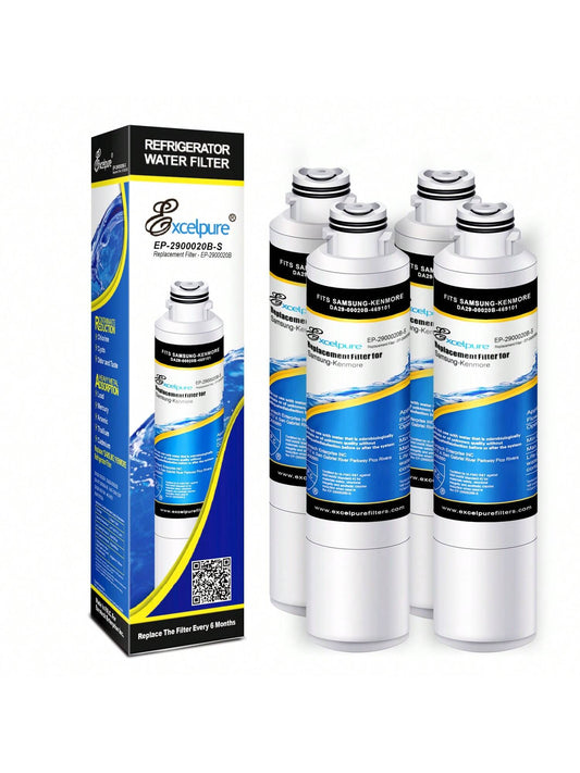 EXCELPURE DA29-00020B Replacement For  HAF-CIN, RF28HMEDBSR,DA97-08006A, RF28HFEDBSR, RF28JBEDBSG, RF261BEAESR, RF4287HARS, RF263BEAESR, RF23HCEDBSR, RF28HFEDTSR,Refrigerator Water Filter,4PACK