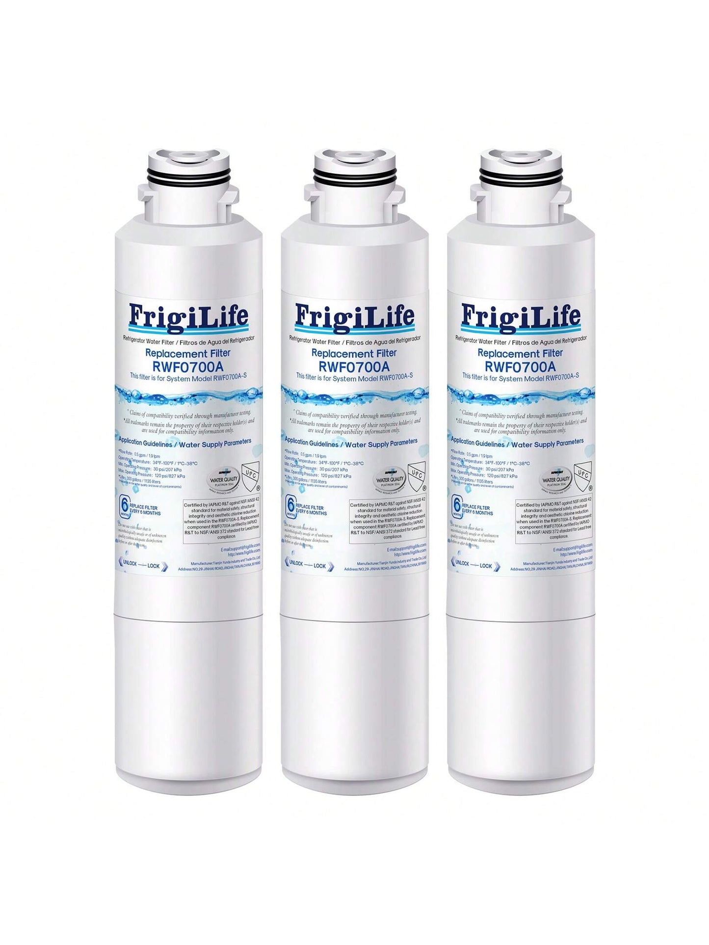 FrigiLife DA29-00020B Refrigerator Water Filter Replacement For  DA29-00020A/B, DA29-00020B-1, RF28HMEDBSR, RF263BEAESR, HDX FMS-2, HAF-CIN/EXP, RF4287HARS, DA97-08006A 469101 RWF0700A, 3PACK