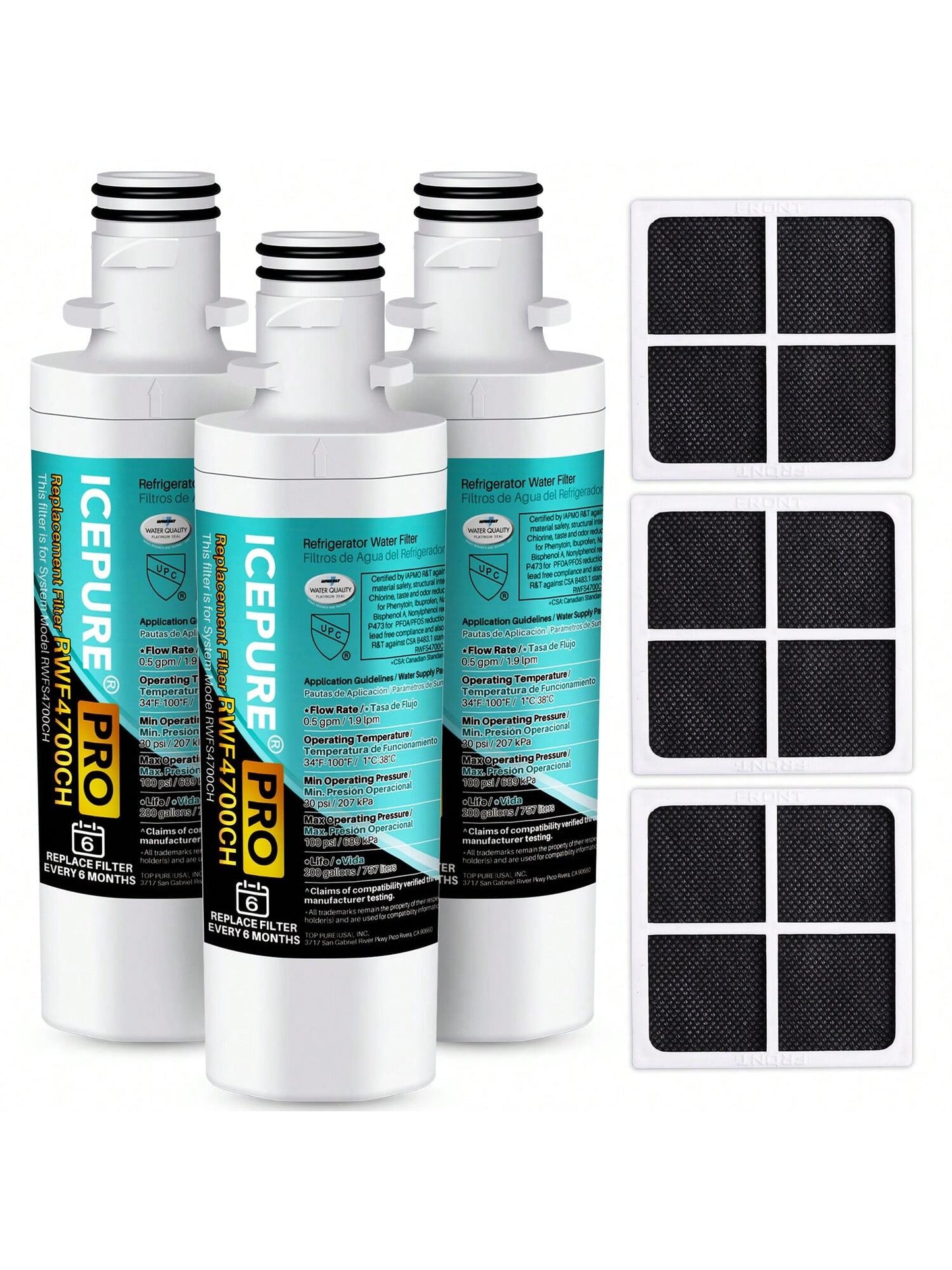 ICEPURE PRO ADQ74793501 NSF/ANSI 401 Certified Replacement LT1000P, Kenmore Elite 9980, ADQ747935 LT1000PC MDJ64844601 ADQ74793502 LFXS26973S Refrigerator Water And LT120F Air Filter, 3 PACK