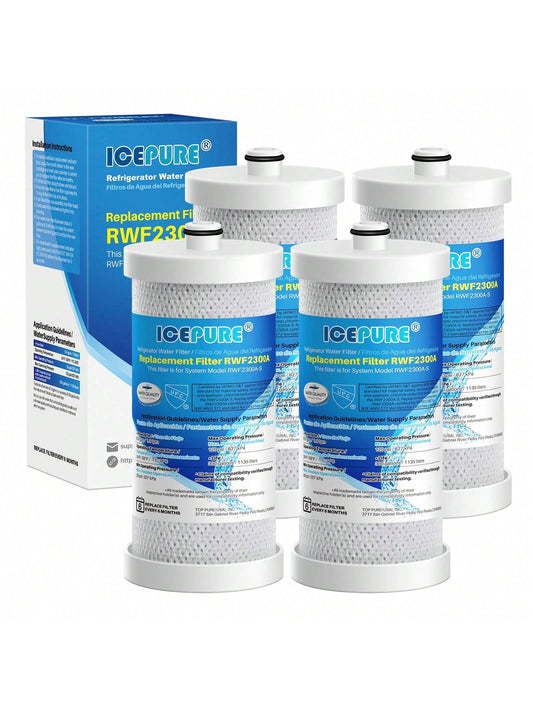 ICEPURE WF1CB Refrigerator Water Filter Replacement For Frigidaire PureSource WFCB, WF1CB, RG100, NGRG2000, WF284, 9910, 469906, 469910, Pack Of 4