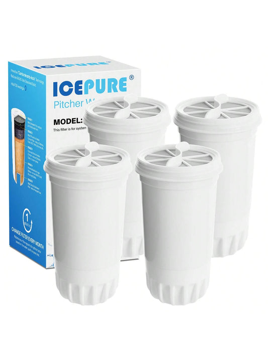 ICEPURE NSF53&42 5-Stage Pitcher Water Filter Replacement For ZERO ZR-001, ZR-003, ZR-017,ZP-007RP, ZD-013W, ZS-011RP, ZD-012RP, Pitchers And Dispensers Replacement [4 Pack]