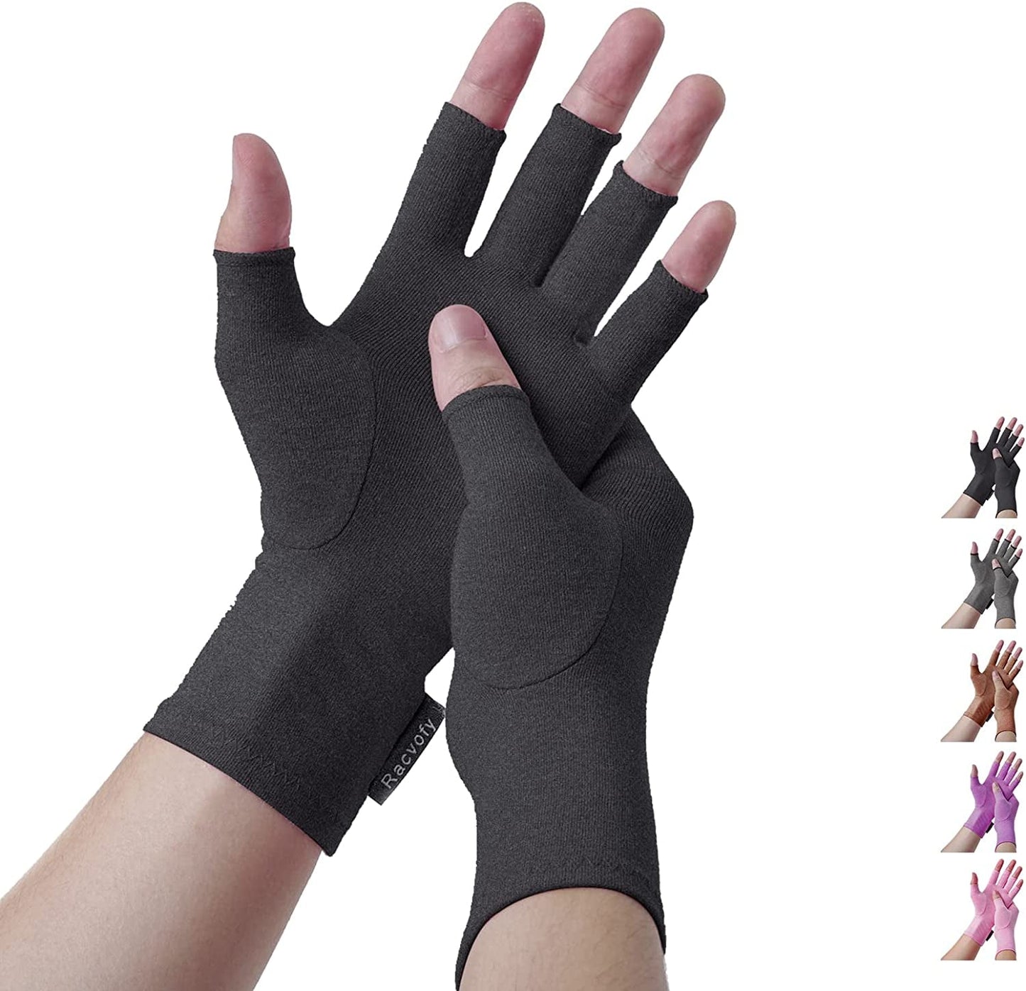 Racvofy Arthritis Gloves, Fingerless Gloves, Relieve Muscle Pain, Comfortable Fit Compression Gloves for Arthritis, Rheumatiod, Tendonitis, Carpal Tunnel Pain, Computer Typing, Dailywork (Grey, S)