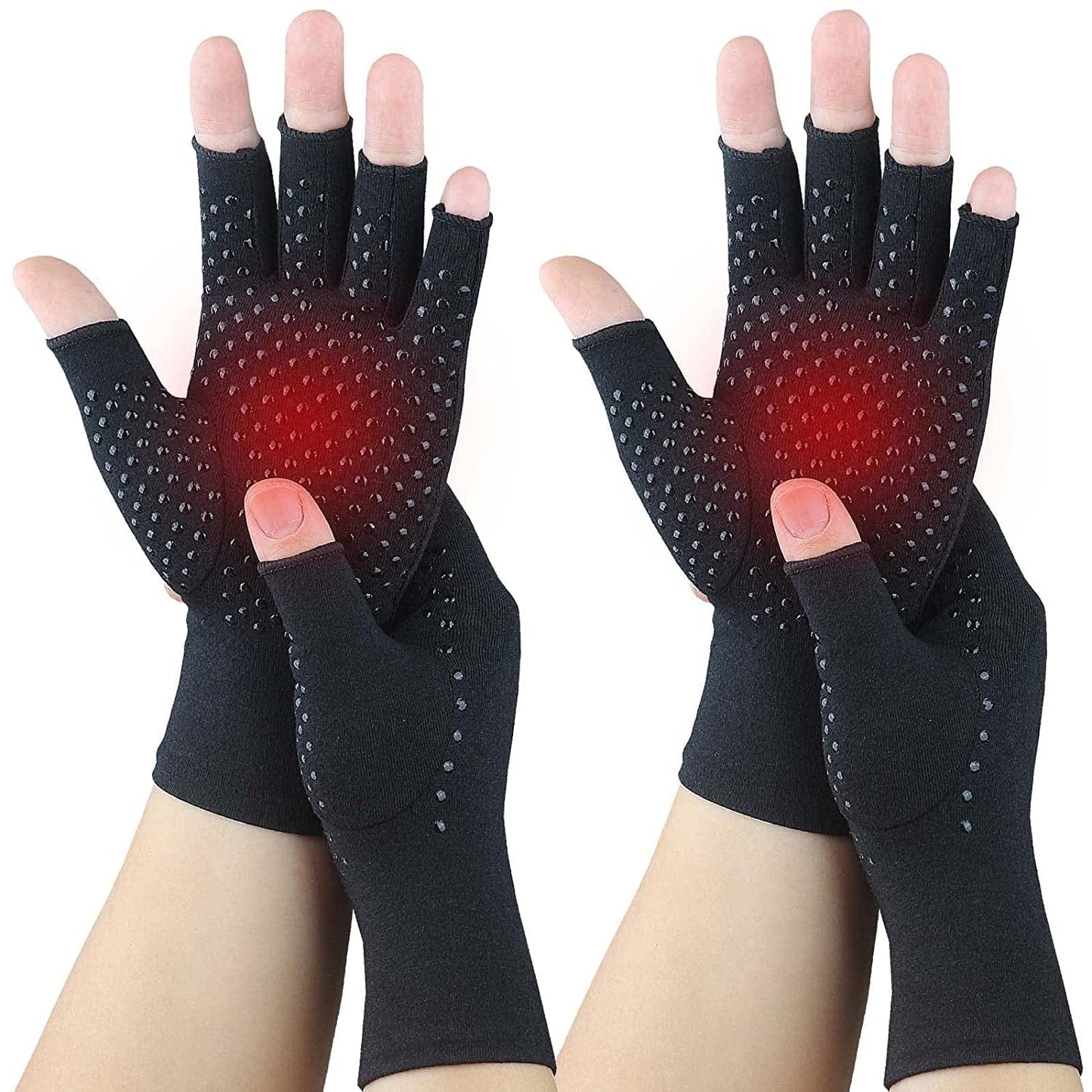 2 Pairs Arthritis Gloves for Pain Relief, Compression Gloves for Arthritis,Carpal Tunnel,Osteoarthritis, Joint Pain,Typing, Driving, Hand Support,Fingerless Hand Gloves for Women Men (Black, Small)