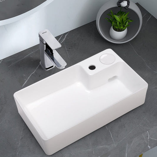 58cm W Bathroom Ceramic White Square Sink