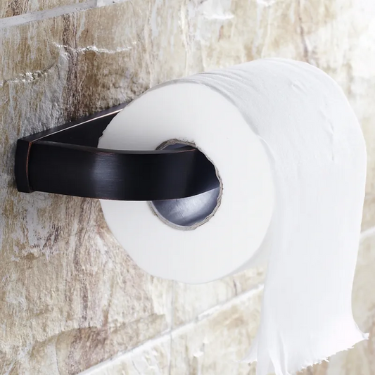 Classy Antique Bathroom Toilet Paper Roll Holder & Single Post - Solid Brass in Black