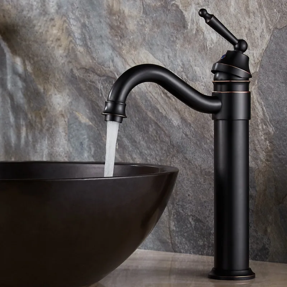 Classical Design Vessel Bathroom Faucet in Antique Black Finish