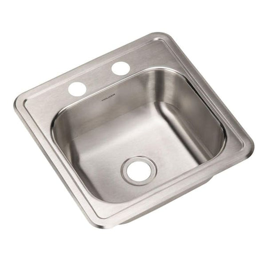 2-Hole Drop-in Bar Sink 18 Gauge Stainless Steel 15 in.