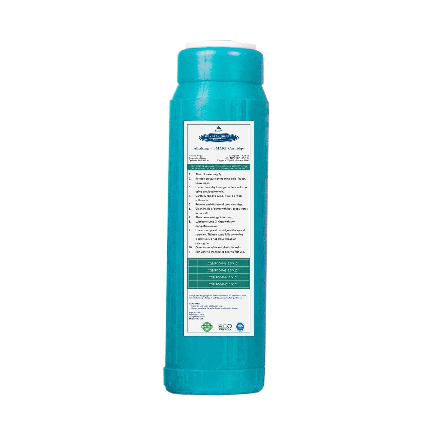 4-5/8” x 20” Alkalize/Ionizer, Mineralizer & Oxidation + SMART Filter Cartridge - Water Filter Cartridges - Crystal Quest