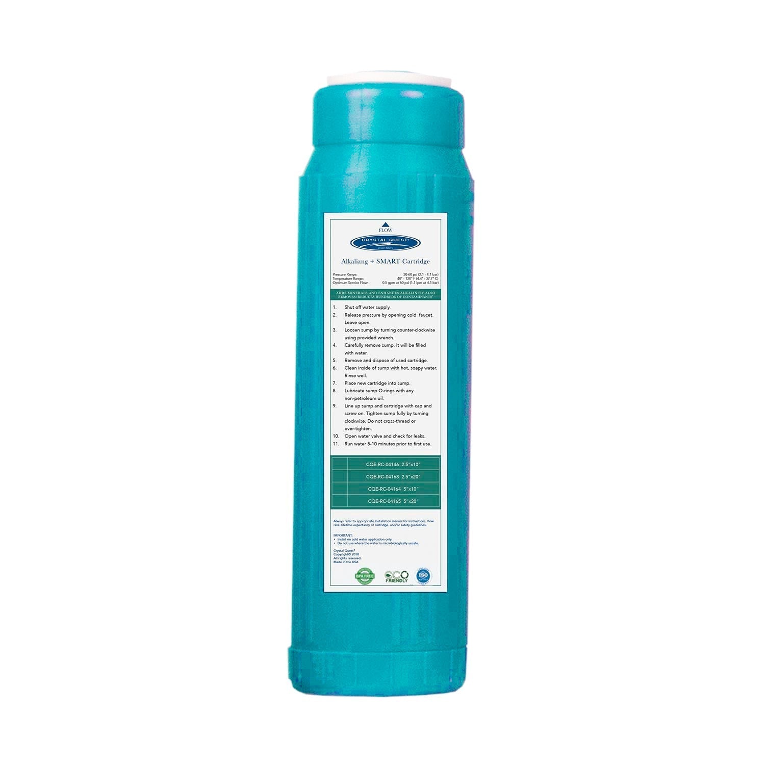 4-5/8” x 20” Alkalize/Ionizer, Mineralizer & Oxidation + SMART Filter Cartridge - Water Filter Cartridges - Crystal Quest