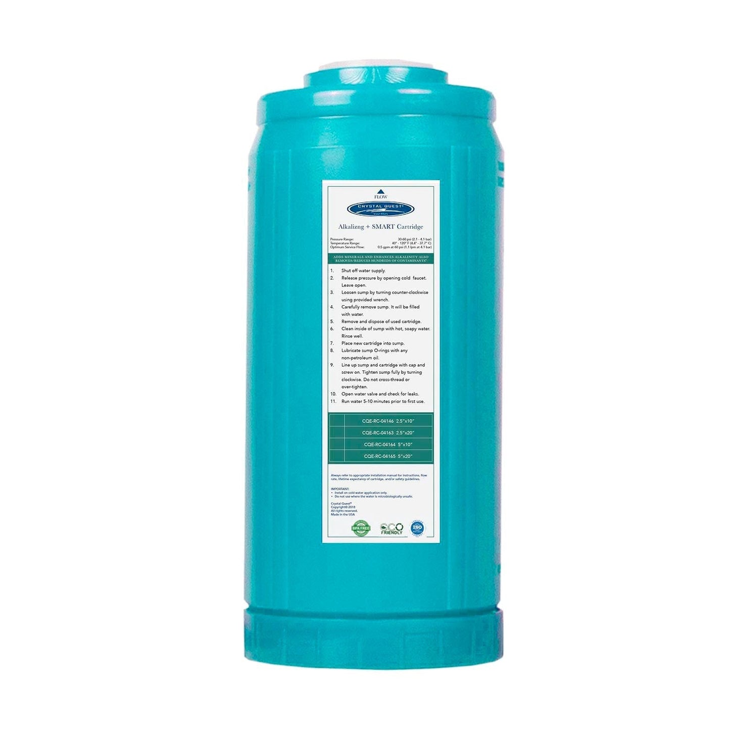 4-5/8” x 9-3/4” Alkalize/Ionizer, Mineralizer & Oxidation + SMART Filter Cartridge - Water Filter Cartridges - Crystal Quest