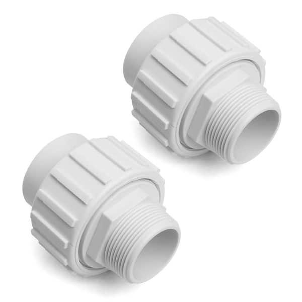 PVC Fitting MPT x Slip Socket Flush Union for Pool Pump (2-Pack)