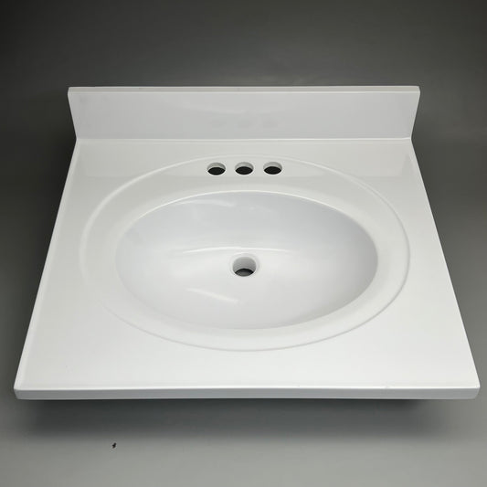 DHI CORP Vanity Top Sink Premium Cultured Marble 25” X 22” WHITE 552026