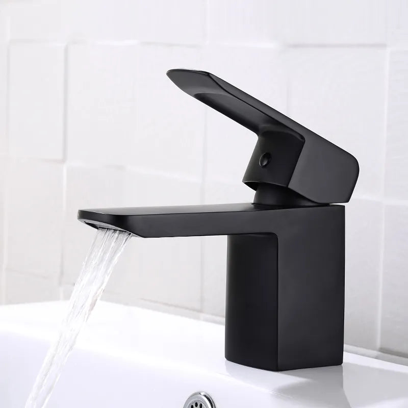 Stylish Single Hole Matte Black Bathroom Sink Faucet