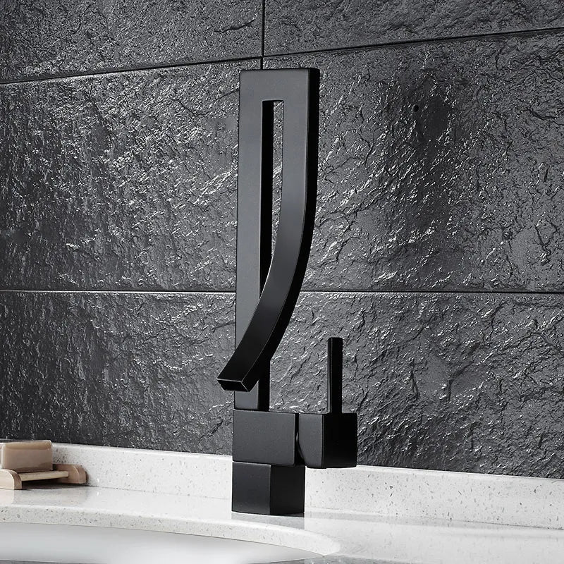 Single-Hole Deck Mounted Waterfall Bathroom Faucet