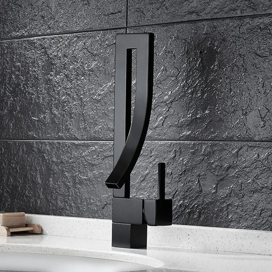 Single-Hole Deck Mounted Waterfall Bathroom Faucet