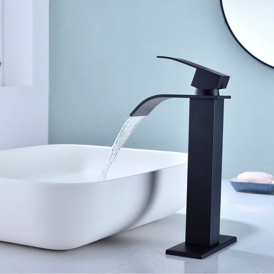Waterfall Spout Bathroom Faucet Single Handle Vanity Sink Faucet