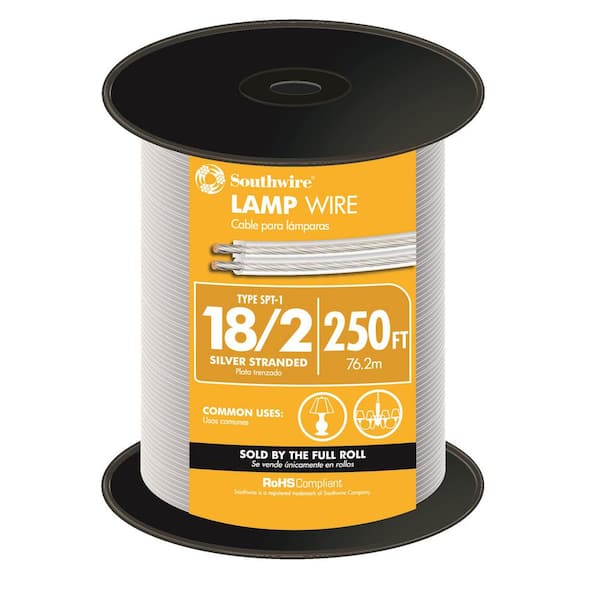 Lamp Wire Indoor Heat Resistant 250 ft. 18/2 Silver Stranded