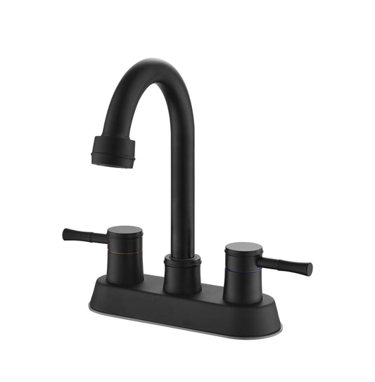 4" 2 Handle Matte Black Lead-Free Bathroom Faucet Stainless Steel